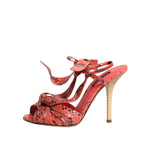 Dolce & Gabbana Coral Python Leather Heels Sandals Shoes