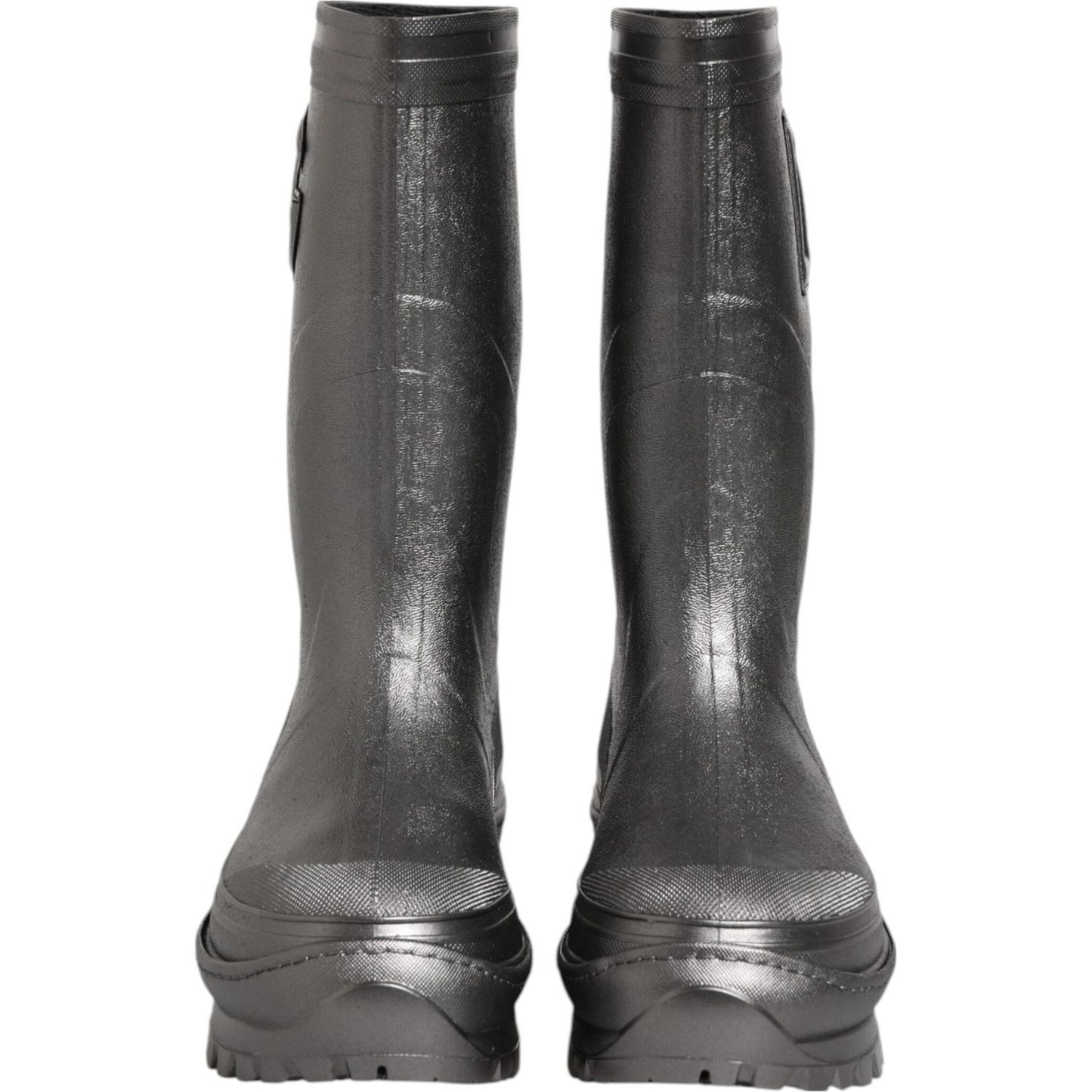 Dolce & Gabbana Black Argento Pull On Rain Boots Shoes