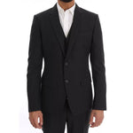 Dolce & Gabbana Gray Patterned Wool 3 Piece Slim Suit
