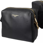 Dolce & Gabbana Black Calfskin Leather Double Waist Belt Fanny Pack Bag