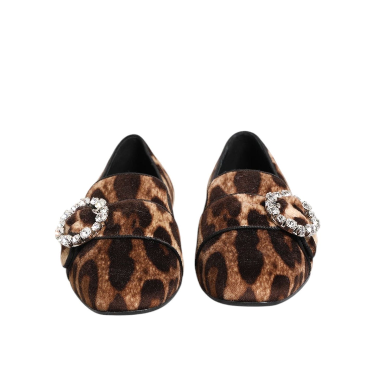 Dolce & Gabbana Brown Leopard Print Crystals Loafers Flats Shoes LA12878-35