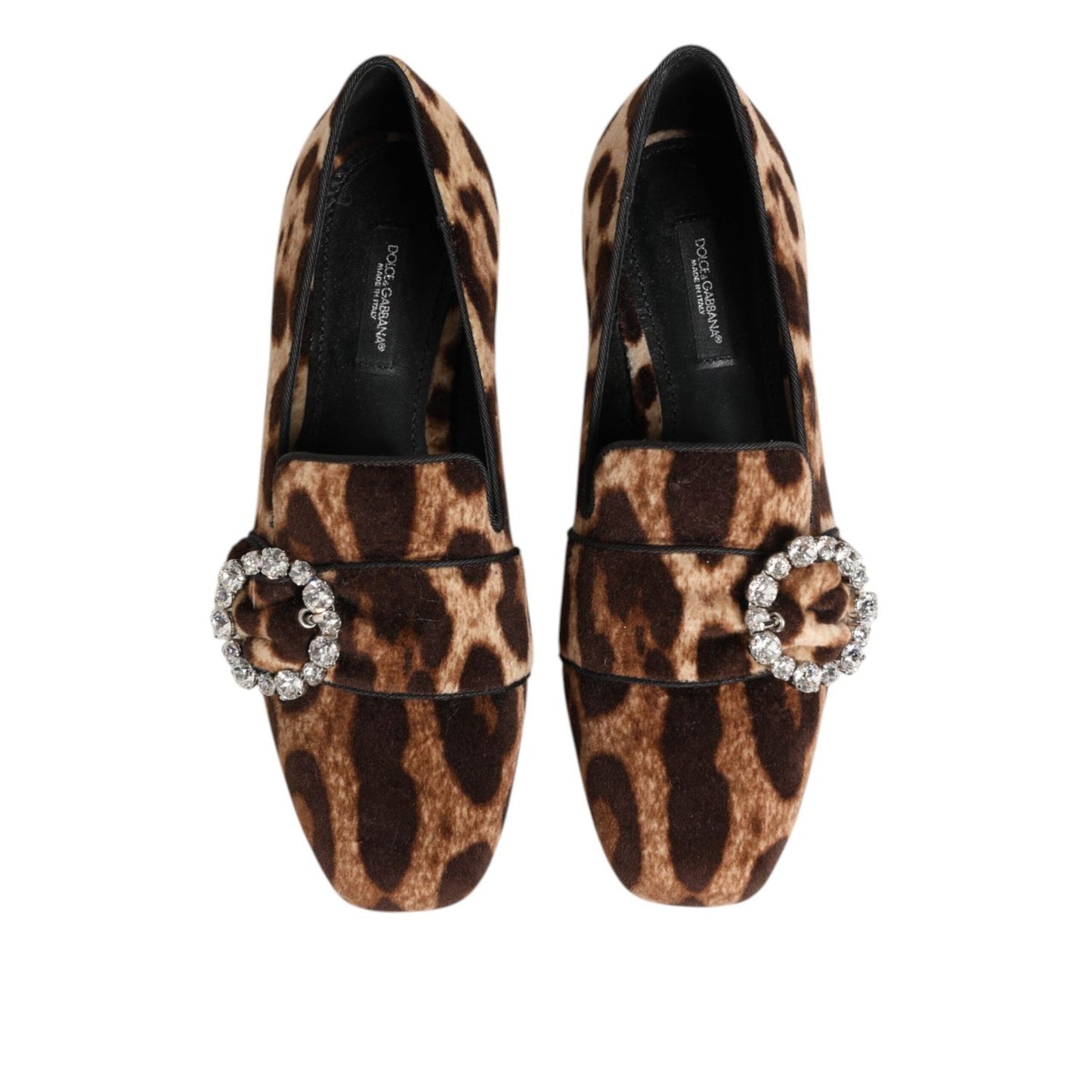 Dolce & Gabbana Brown Leopard Print Crystals Loafers Flats Shoes LA12878-35