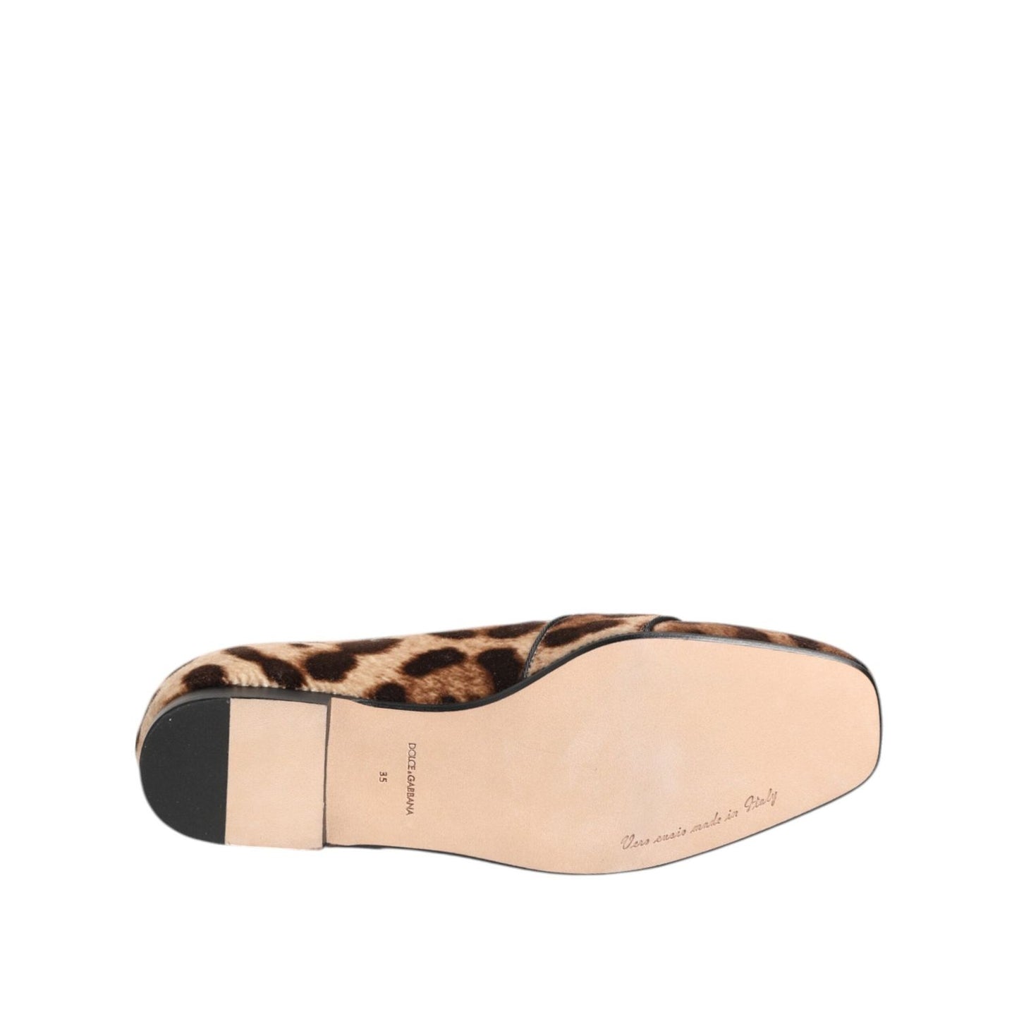 Dolce & Gabbana Brown Leopard Print Crystals Loafers Flats Shoes LA12878-35