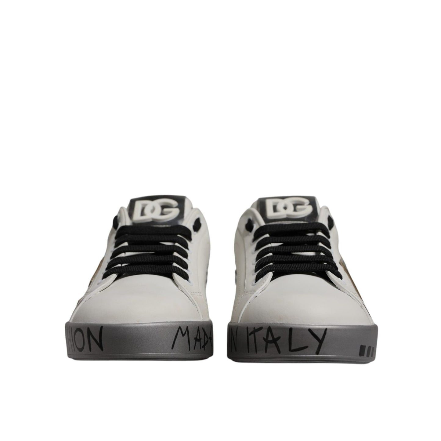 Dolce & Gabbana White Crystal Logo Portofino Sneakers Shoes MV7048-40