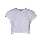 Dolce & Gabbana White Cotton Crew Neck Cropped Top T-shirt TSH90746-36