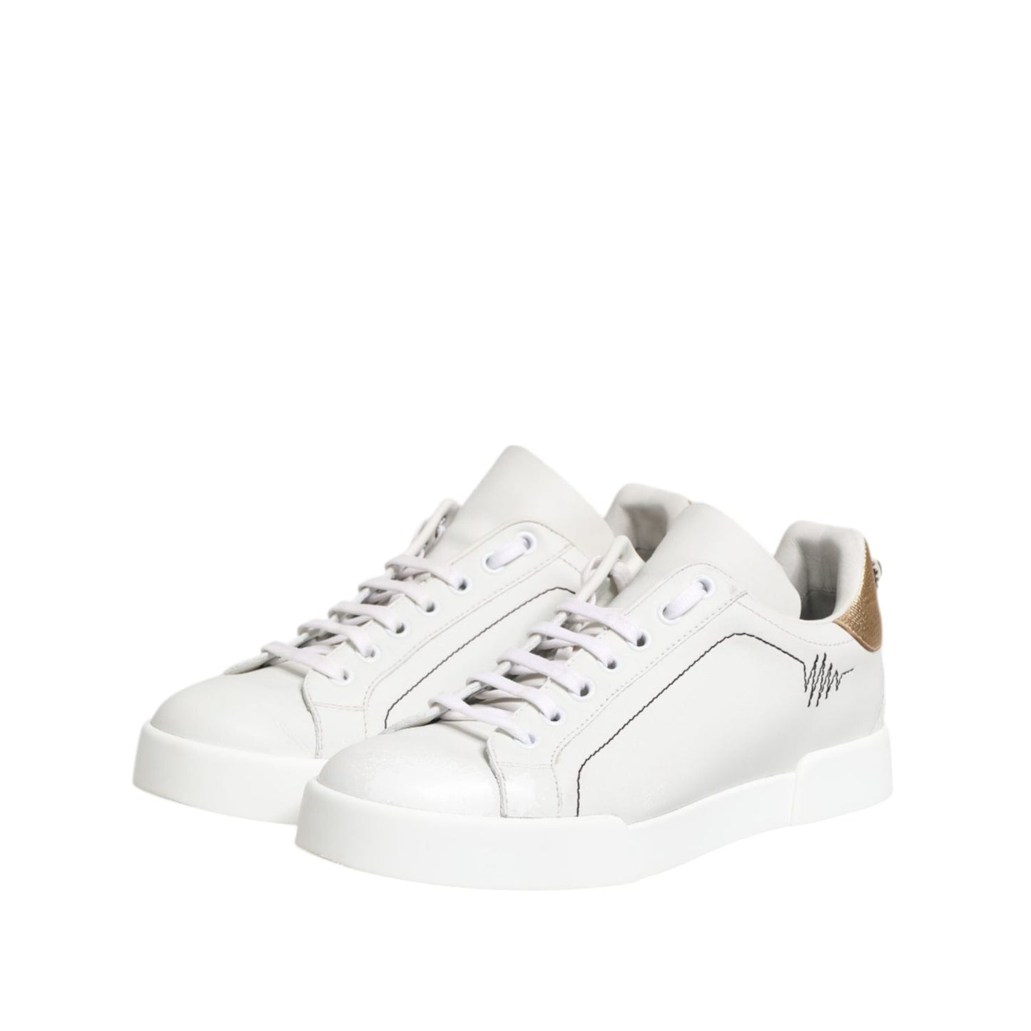 Dolce & Gabbana White Gold Leather Low Top Sneakers Shoes LA12744-38