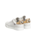 Dolce & Gabbana White Gold Leather Low Top Sneakers Shoes LA12744-38