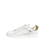 Dolce & Gabbana White Gold Leather Low Top Sneakers Shoes LA12744-38