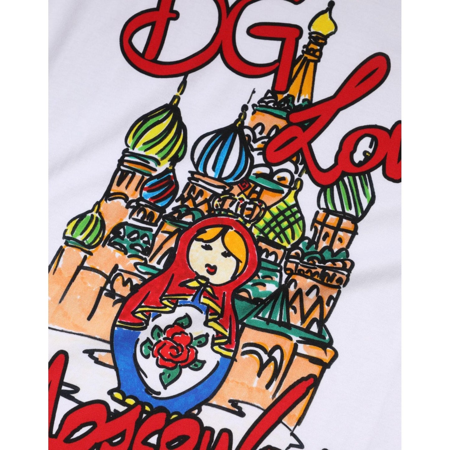 Dolce & Gabbana White DG Loves Moscow Cotton Crew Neck T-shirt TSH90697-42