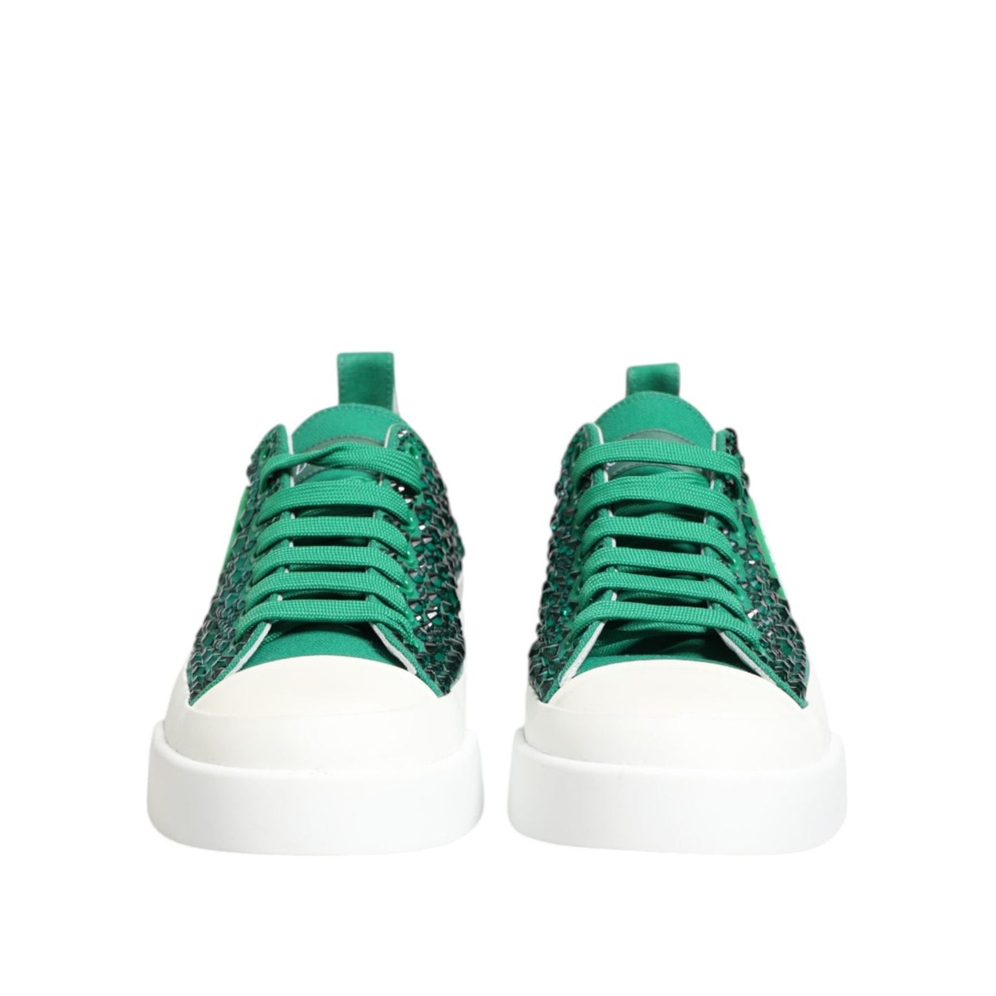 Dolce & Gabbana Green Portofino Crystal DG Logo Sneakers Shoes LA12772-41