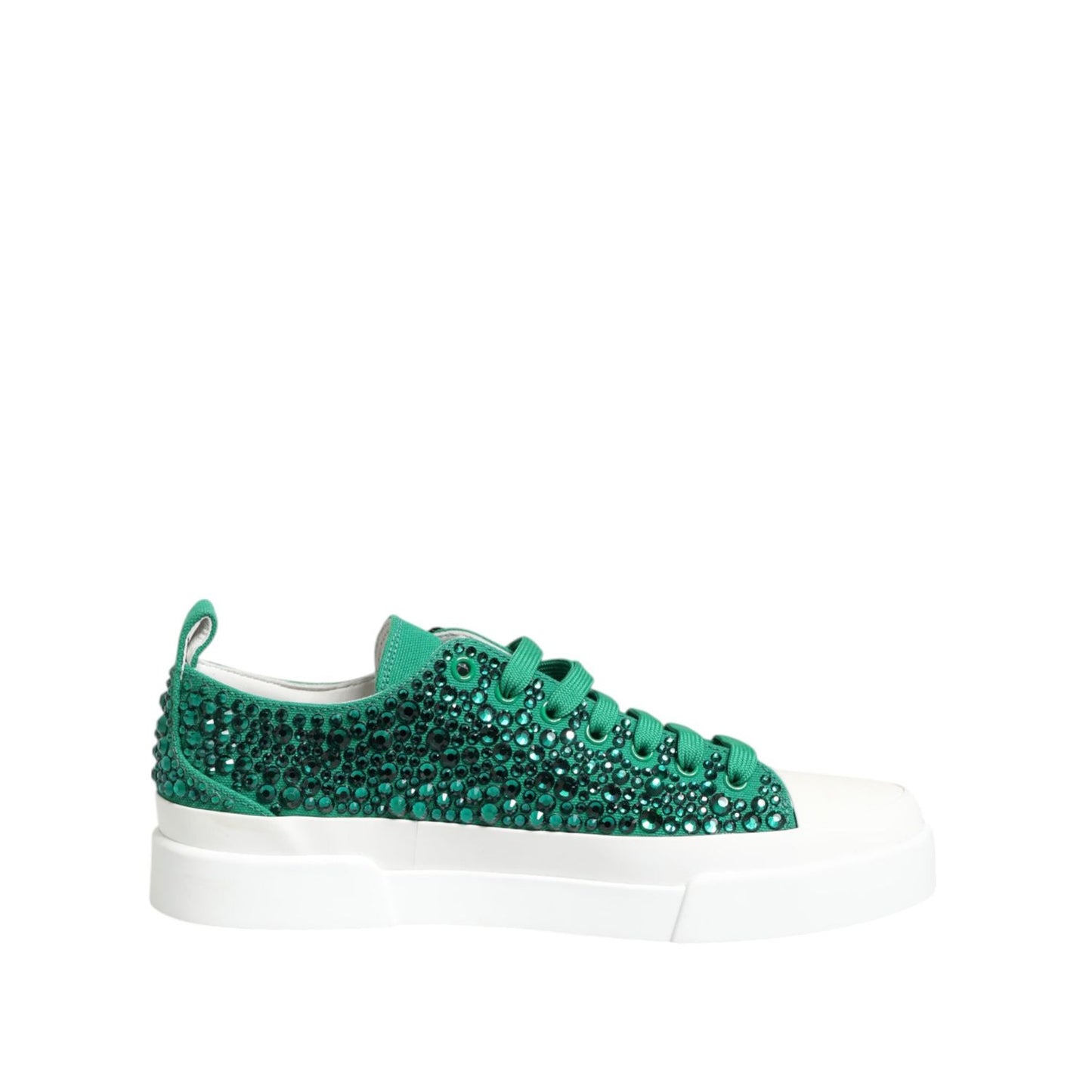 Dolce & Gabbana Green Portofino Crystal DG Logo Sneakers Shoes LA12772-41