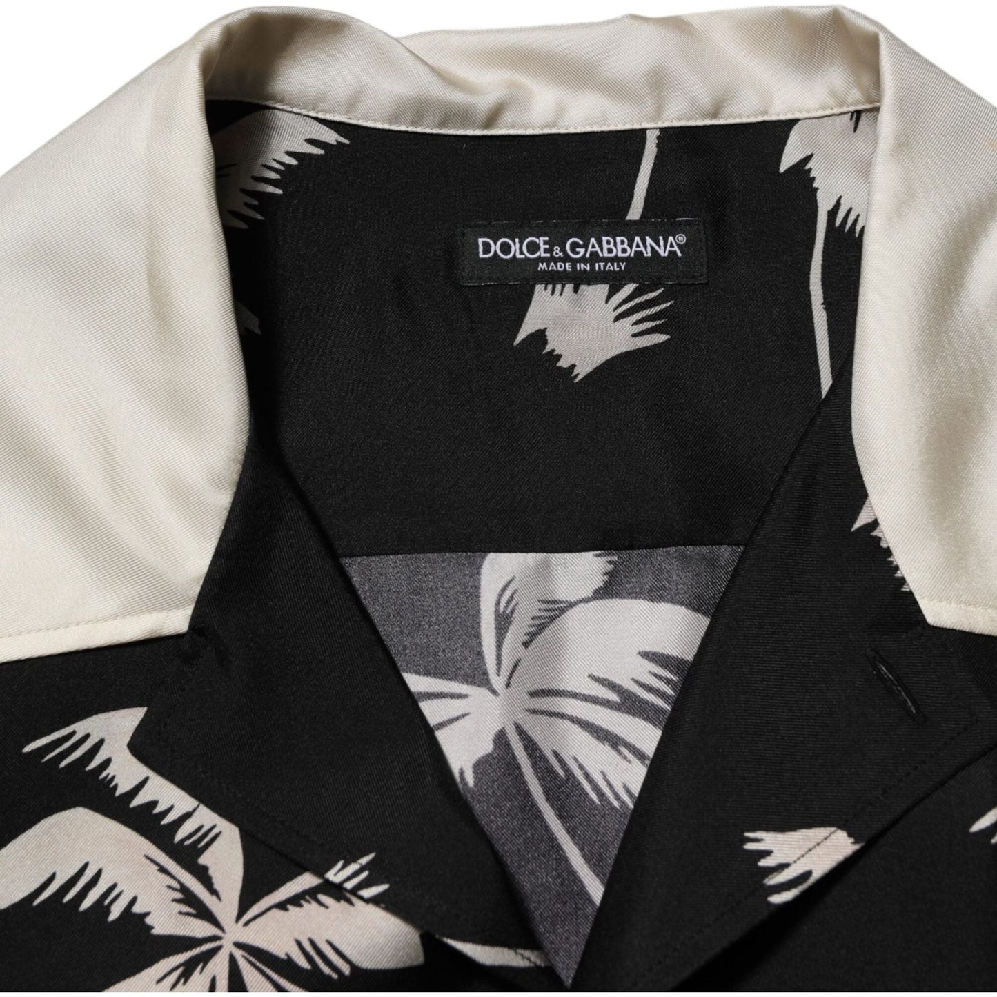 Dolce & Gabbana Black Printed Silk Short Sleeves Casual Shirt