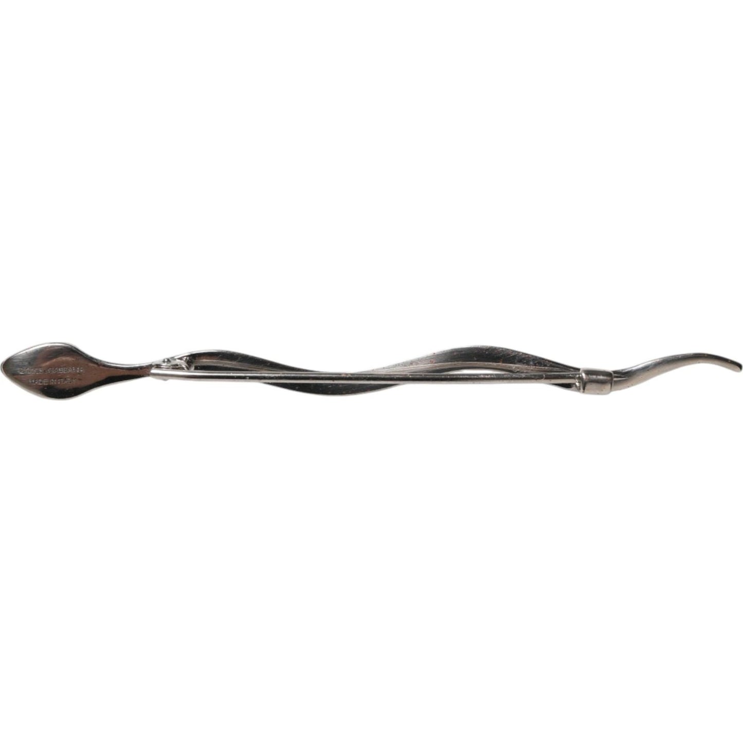 Dolce & Gabbana Silver Brass Crystal Spilla Serpente Mens Brooch Pin