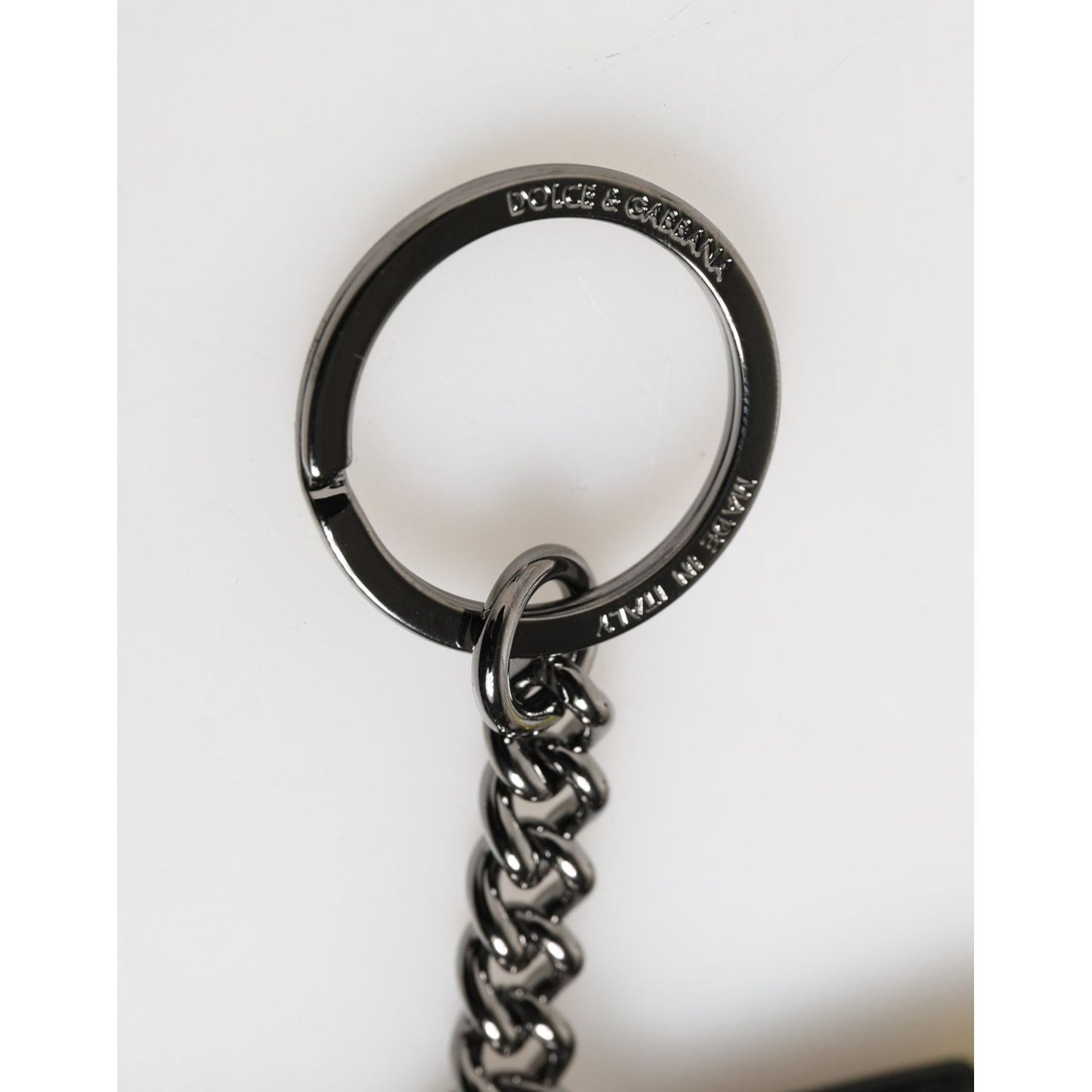 Dolce & Gabbana Yellow Logo Nylon Silver Brass Holder Keychain Keyring