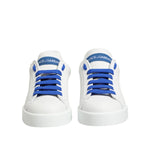 Dolce & Gabbana White Blue Leather Low Top Sneakers Shoes LA12889-35