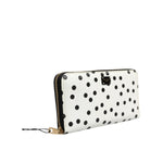 Dolce & Gabbana White Black Dotted Leather Zip Around Continental Wallet BAG4697