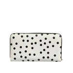 Dolce & Gabbana White Black Dotted Leather Zip Around Continental Wallet BAG4697