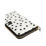 Dolce & Gabbana White Black Dotted Leather Zip Around Continental Wallet BAG4697
