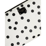 Dolce & Gabbana White Black Dotted Leather Zip Around Continental Wallet BAG4697