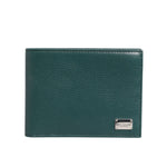 Dolce & Gabbana Green Leather DG Logo Engrave Bifold Card Holder Wallet
