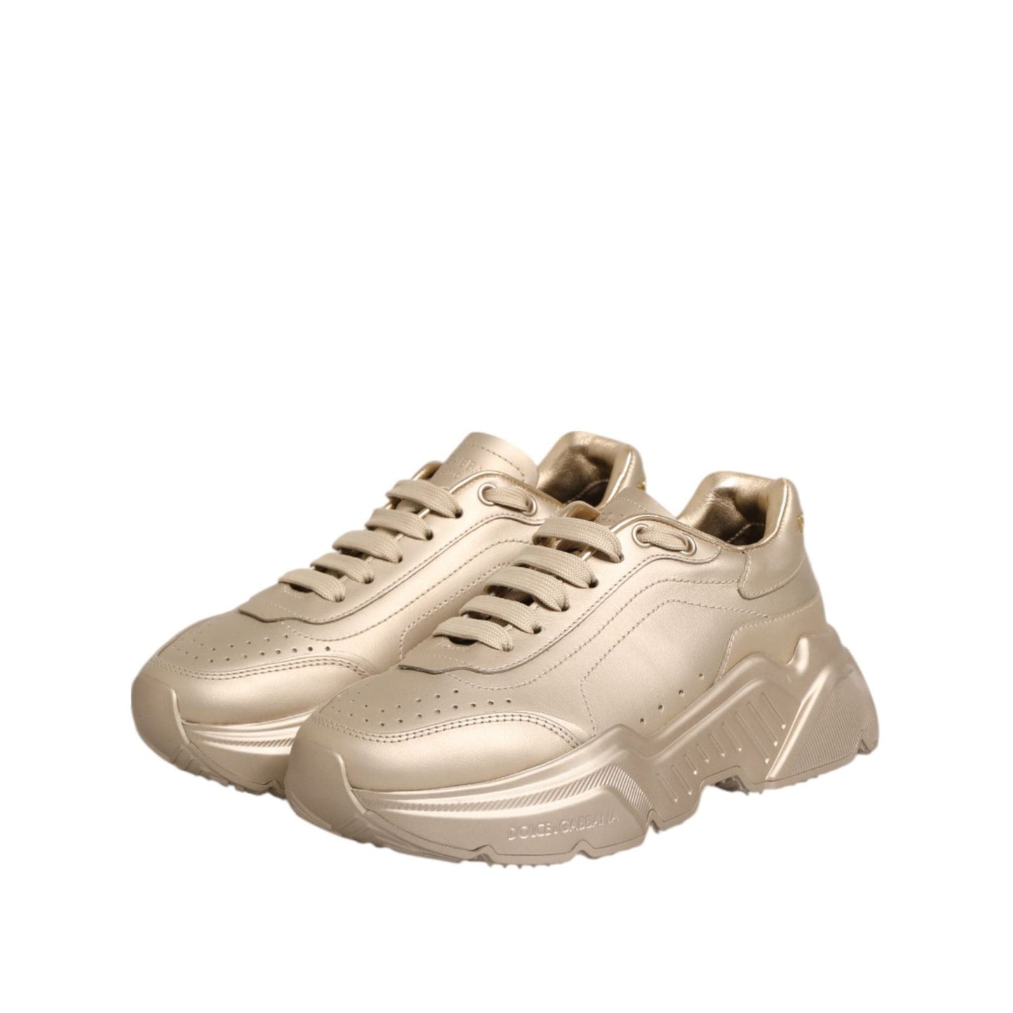 Dolce & Gabbana Gold Leather Daymaster Women Sneaker Shoes LA12887-36