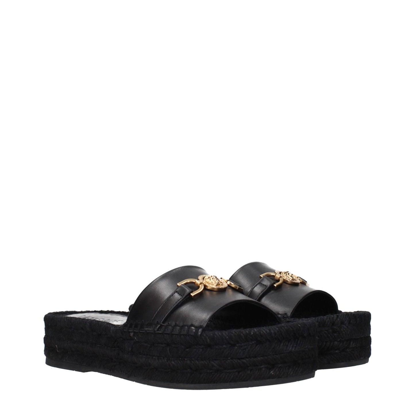 Versace Black Leather Slippers Sandals VE-15265239367945-EU35/US5