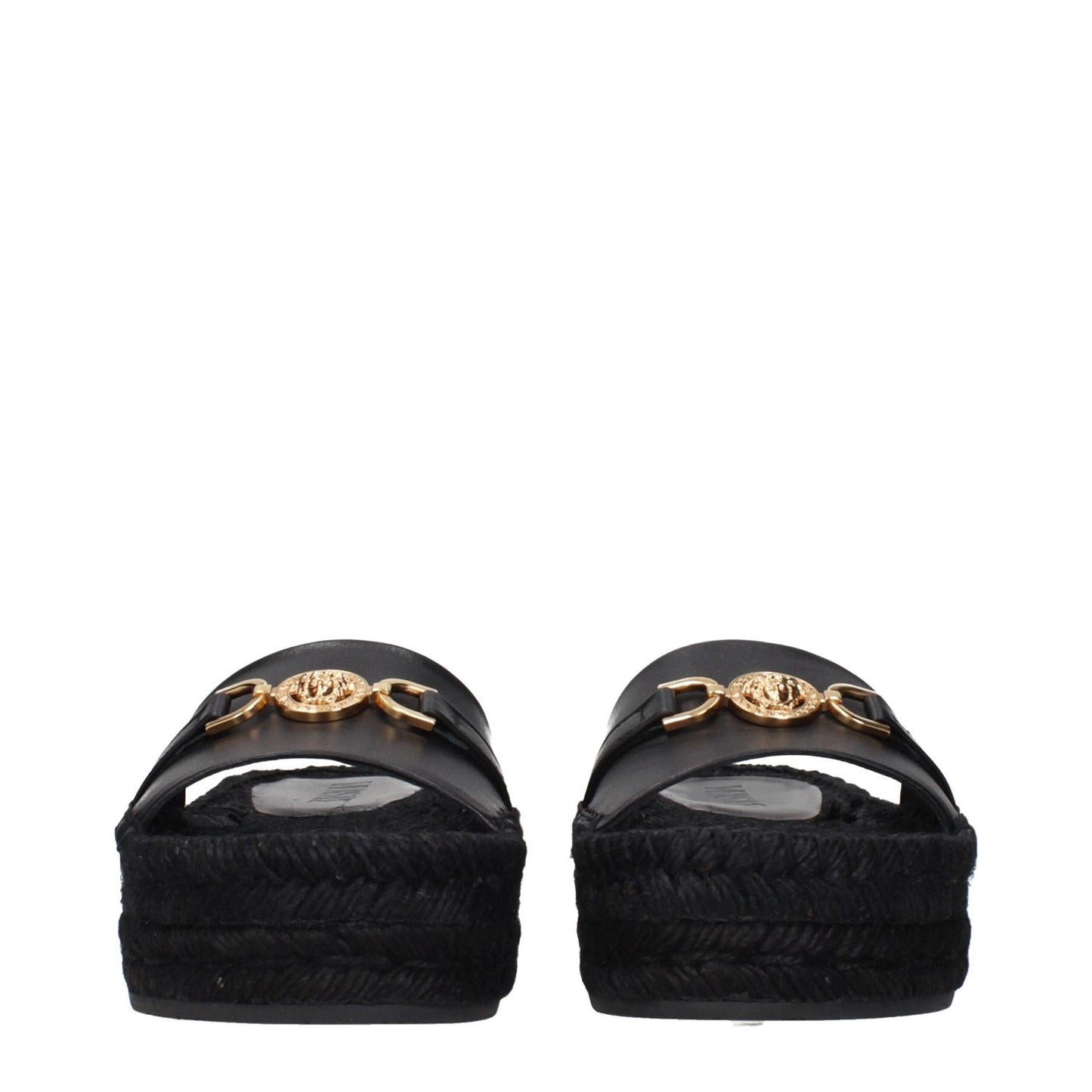 Versace Black Leather Slippers Sandals VE-15265239367945-EU35/US5