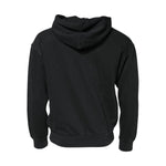 Dolce & Gabbana Black Logo FullZip Hooded Sweatshirt Sweater, rear view showcasing hood and classic black design, made of 100% cotton.