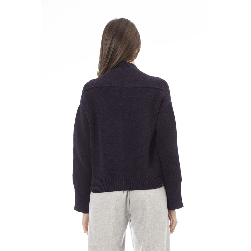 Alpha Studio Purple Merino Wool Cardigan
