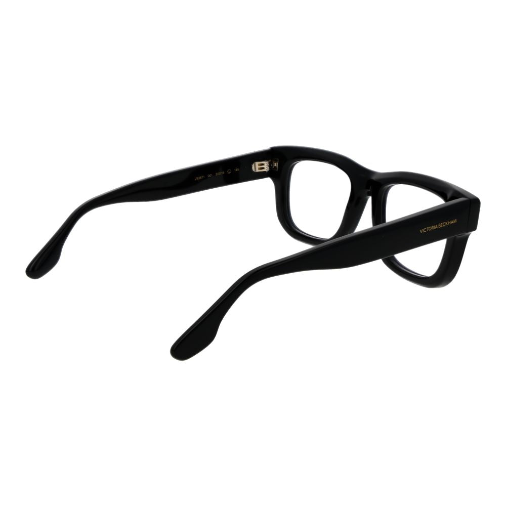 Victoria Beckham Black Acetate Glasses (Frames) in full-rim rectangle style for women, featuring black acetate material and demo lenses.