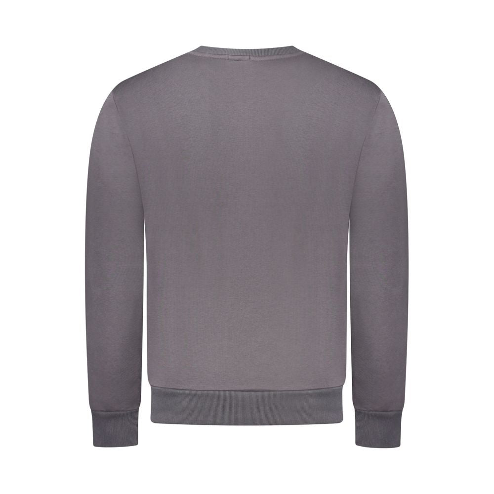 Rifle Gray Cotton Sweatshirt - crew neck, long sleeve, featuring logo application, back view