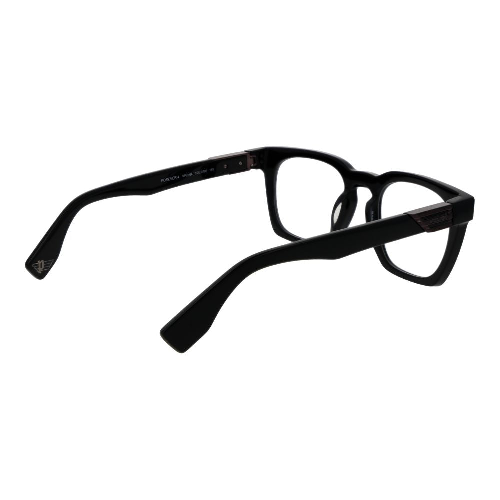 Police Black Cellulose Acetate Glasses (Frames), full-rim rectangle style, black color, 53-22-145 size, acetate material.