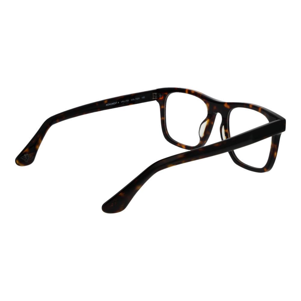 Police Brown Cellulose Acetate Glasses (Frames) with full-rim square design and demo lenses shown from the back angle.