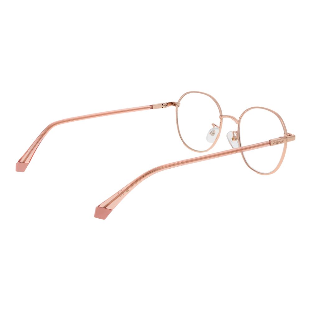 Polaroid Rose Gold Metal Glasses (Frames) full-rim unisex panto style with demo lenses in rose gold metal.