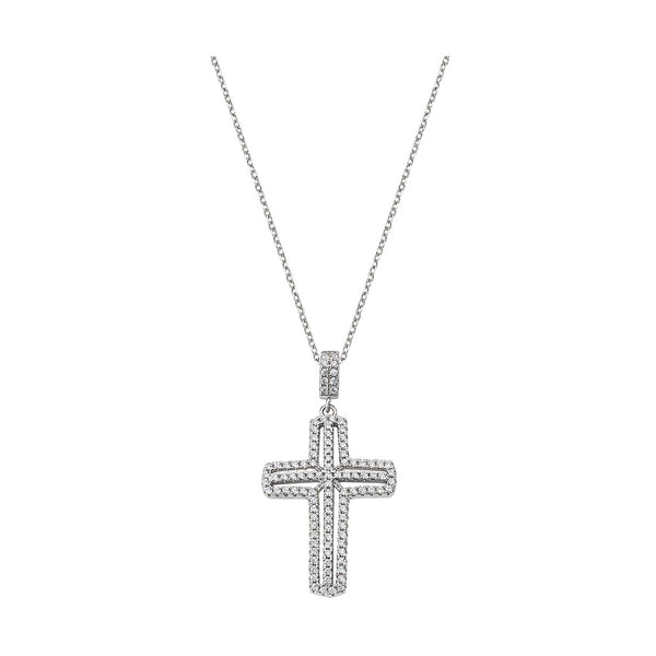 AMEN JEWELRY Mod. CLCRVBBZ silver cross pendant necklace