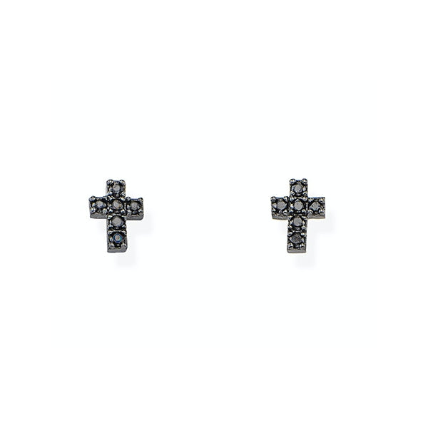 AMEN JEWELRY Mod. ORCRZN black cross earrings in a textured design