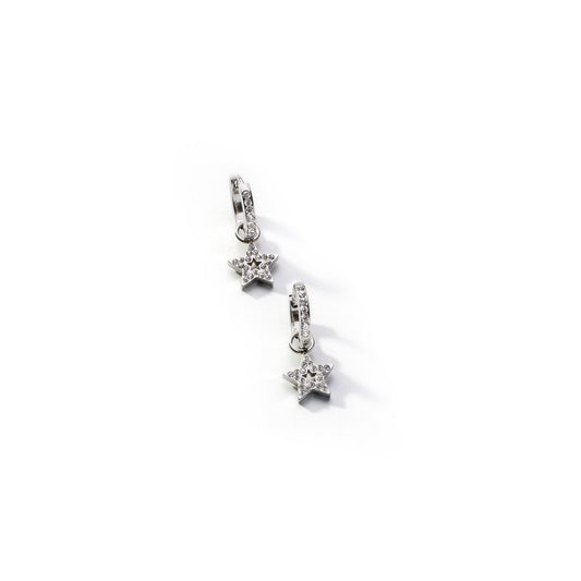 AN JEWELS JEWELRY Mod. ADC.E11SC silver star earrings with crystal embellishments displayed on white background.