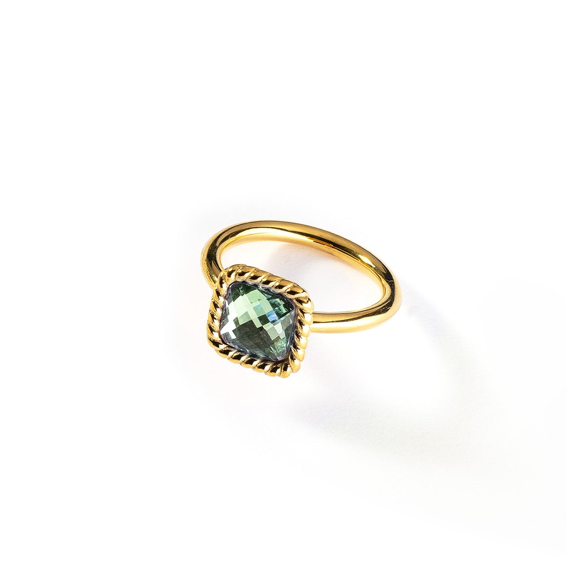 AN JEWELS JEWELRY Mod. AL.RMW07GGR-7 elegant gold ring with square gemstone.