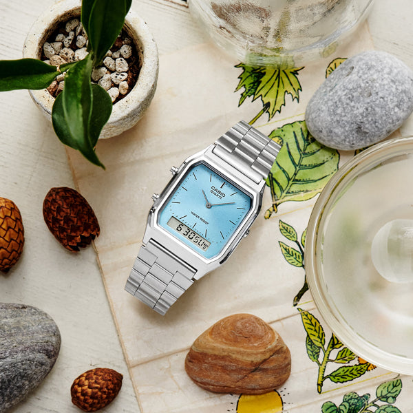 CASIO VINTAGE Mod. EDGY COLLECTION SUNRAY DIAL - LIGHT BLUE WATCHES