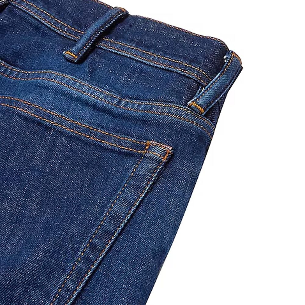 Acne Studios Blue Cotton Skinny Jeans with belt loops and five pockets, close-up view. Made in Italy, men's fashion.