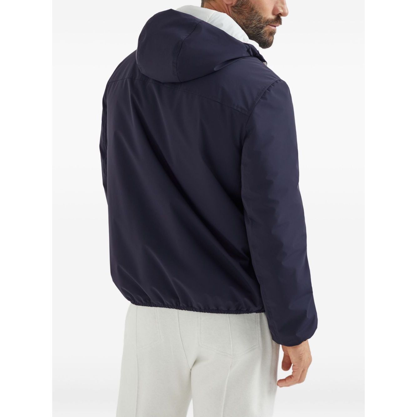 Brunello Cucinelli Bonded nylon hooded vest with Thermore padding and logo Jackets