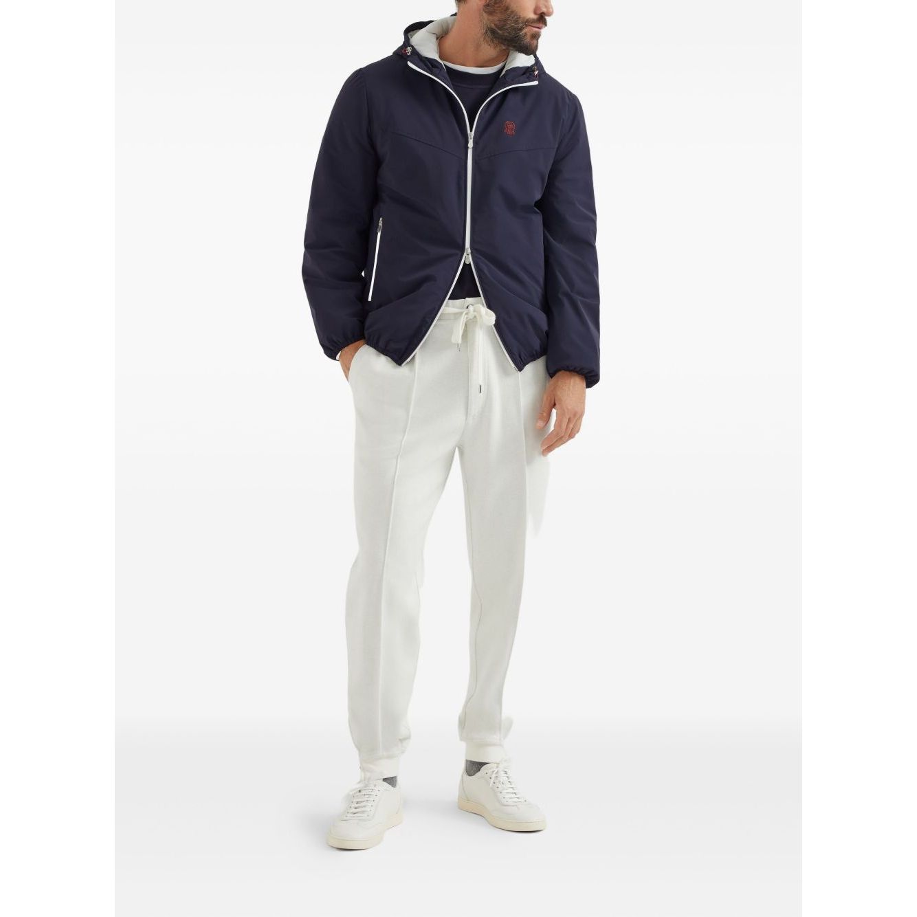 Brunello Cucinelli Bonded nylon hooded vest with Thermore padding and logo Jackets