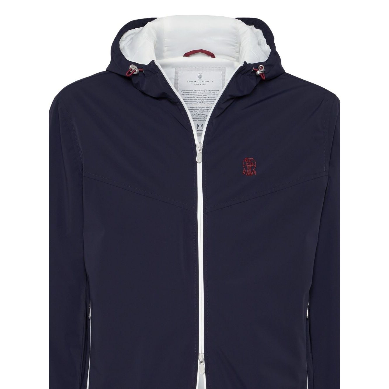 Brunello Cucinelli Bonded nylon hooded vest with Thermore padding and logo Jackets