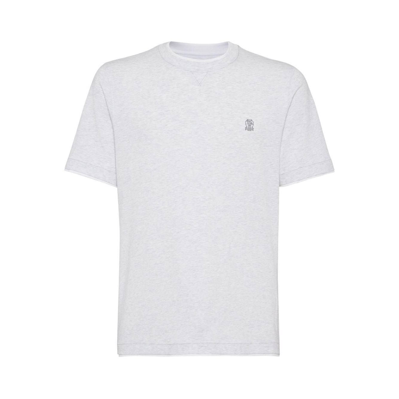Brunello Cucinelli Cotton jersey crew neck T-shirt with logo and faux-layering Topwear