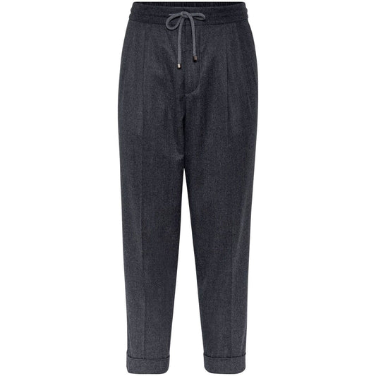 Brunello Cucinelli Drawstring-waistband wool tapered trousers Trousers