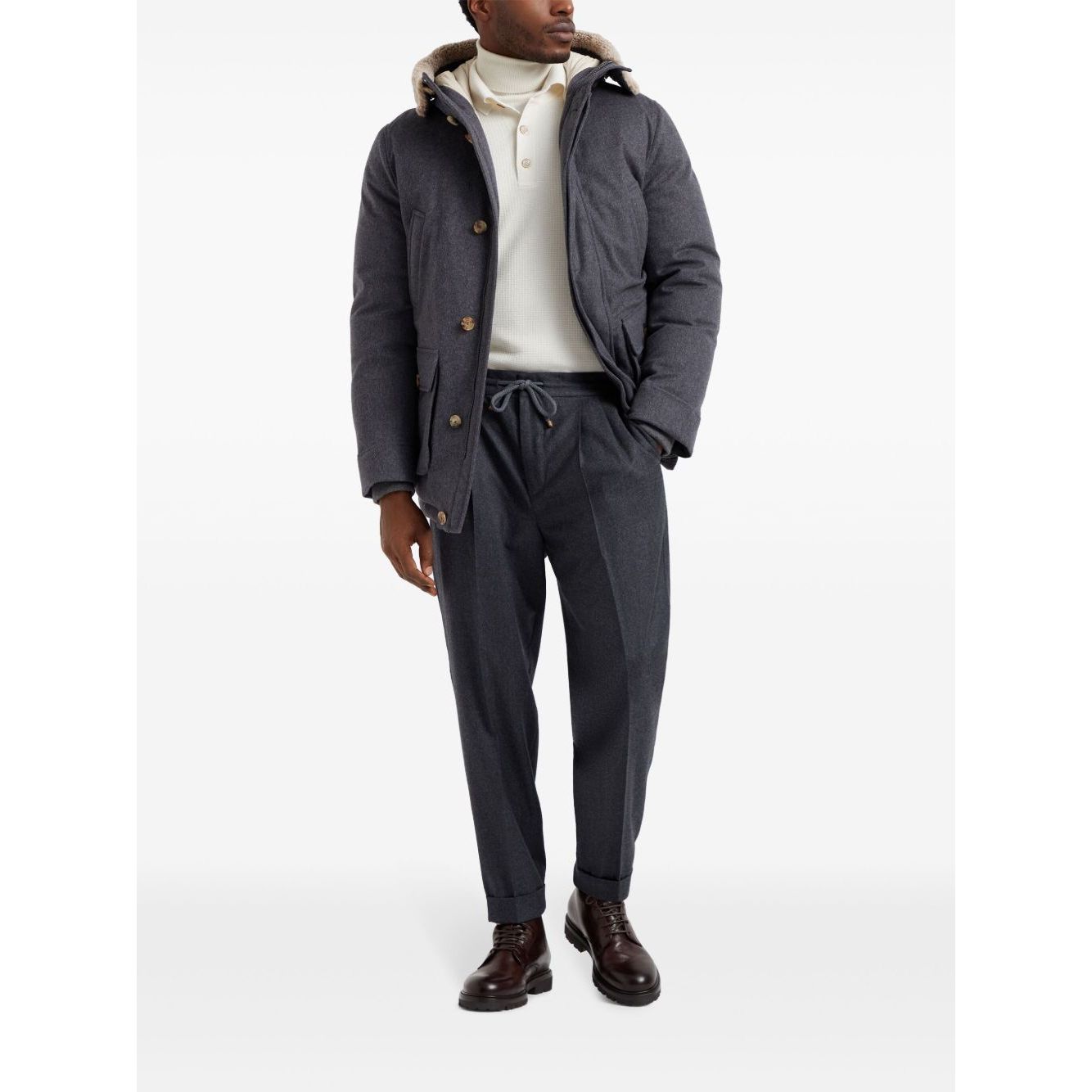 Brunello Cucinelli Drawstring-waistband wool tapered trousers Trousers