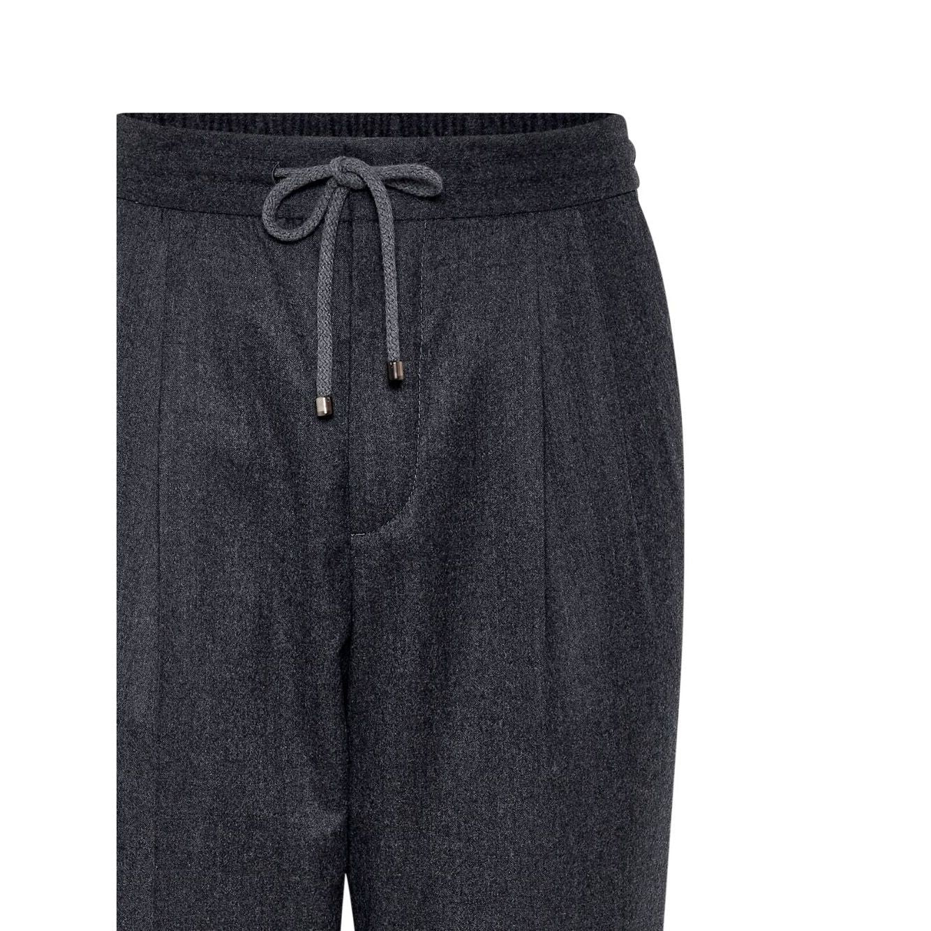 Brunello Cucinelli Drawstring-waistband wool tapered trousers Trousers