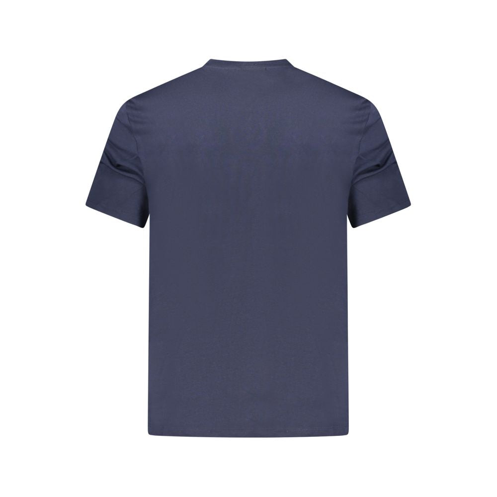 Calvin Klein Blue Cotton T-Shirt, short sleeve, crew neck with contrasting details and logo application, made from 95% regenerative cotton.