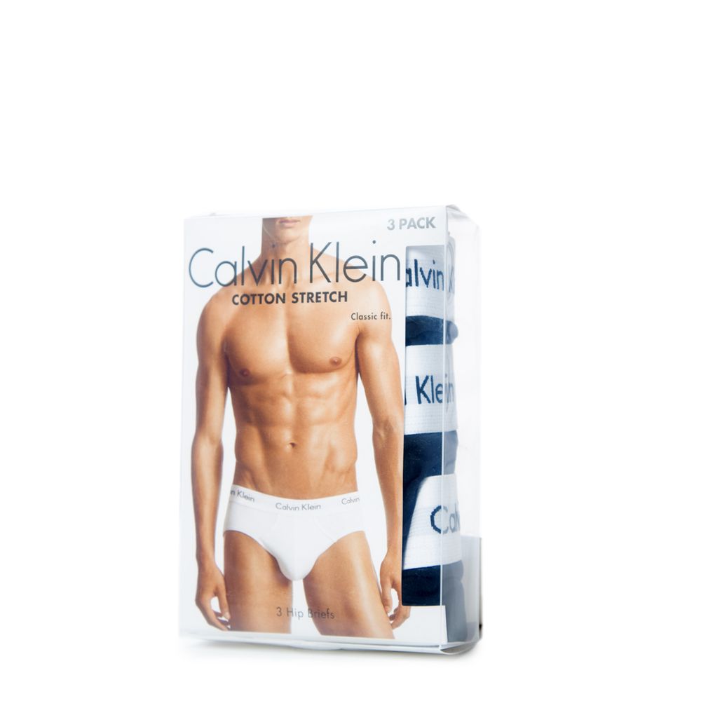 Calvin Klein Underwear Black Cotton Briefs in packaging with elastic waistband for comfortable fit.