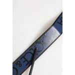 Dolce & Gabbana Black Blue DG Logo Silver Metal Buckle Belt BEL9600-95